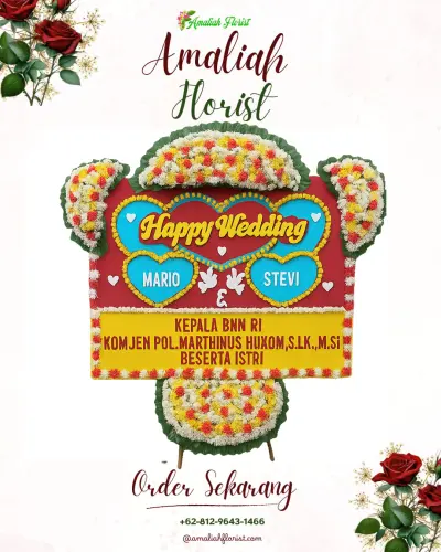 Karangan Papan Bunga Pernikahan di Dupak